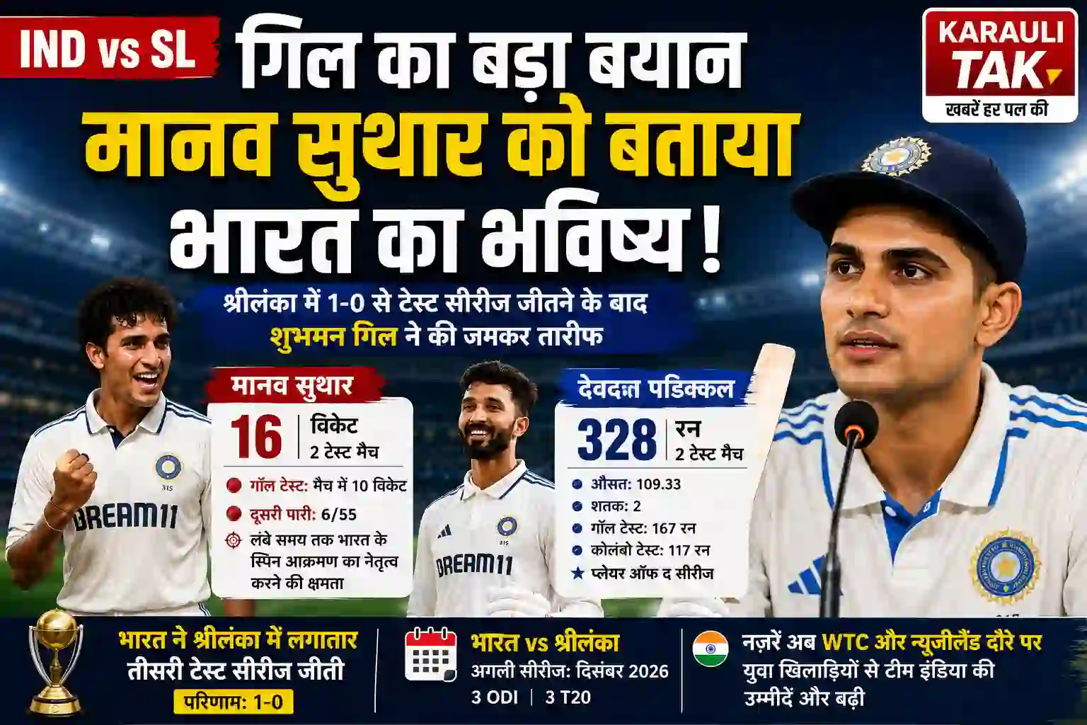 IND vs SL: गिल का बड़ा बयान, मानव सुथार को बताया भारत का भविष्य